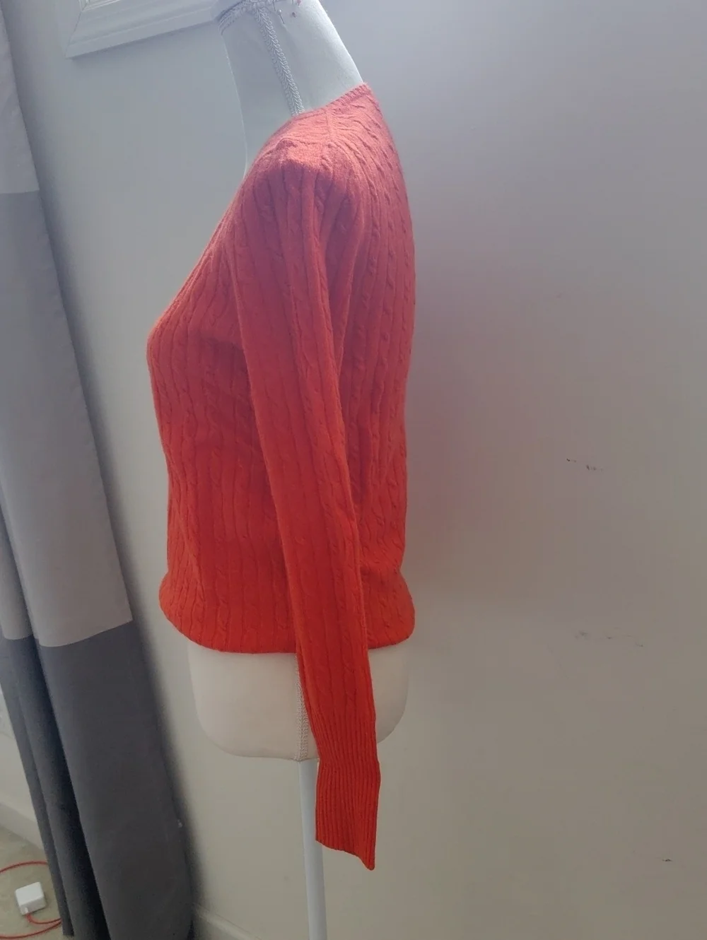 J.crew Women's Cable Knit V-Neck Sweater Orange Vintage Cottagecore Y2K Luxury